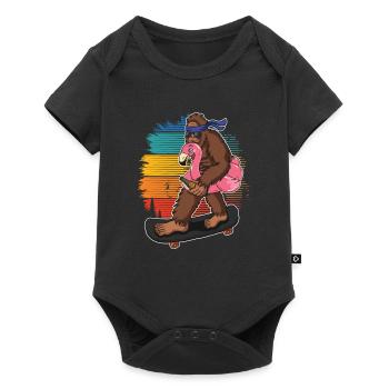 Flamingo Squatch Skateboard Amateurs de flamants roses - Body à manches courtes Premium Bébé - noir - Devant