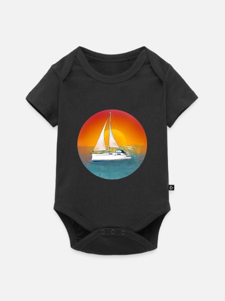 Segelboot Sonnenuntergang - Baby Premium Kurzarmbody - Schwarz