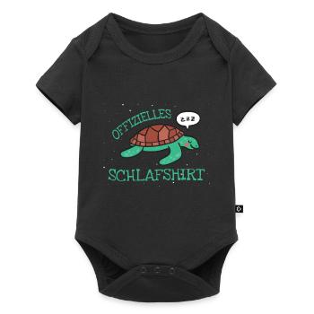 Offizielles Schlafshirt Schildkröte Schlafanzug - Baby Premium Kurzarmbody - Schwarz - Vorne
