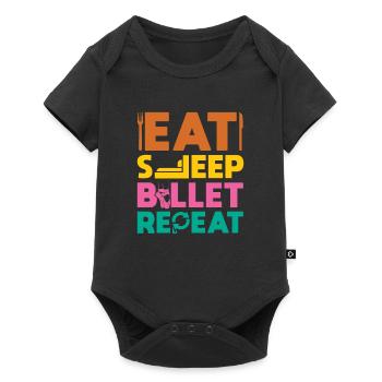 Essen Sie Schlaf-ballett Wiederholen Sie - Baby Premium Kurzarmbody - Schwarz - Vorne
