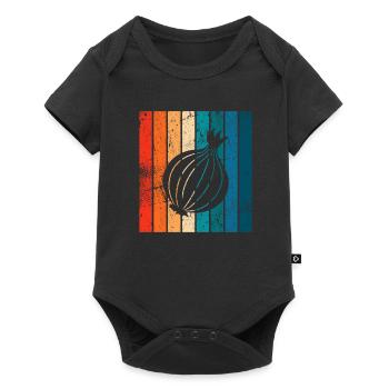 Onion Lover Retro Vegetables Vegan Gift idea - Baby Premium Kurzarmbody - Schwarz - Vorne