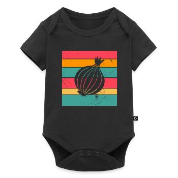 Onion Lover Retro Vegetables Vegan Gift idea - Baby Premium Kurzarmbody - Schwarz - Vorne