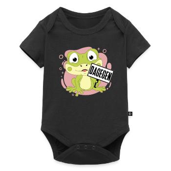 Statement Frosch dagegen - Baby Premium Kurzarmbody - Schwarz - Vorne