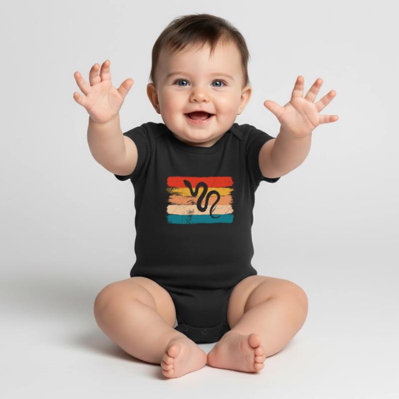 Snake Retro Reptile Python Gift idea Baby Premium short-sleeve bodysuit