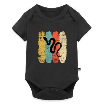 Snake Retro Reptile Python Gift idea - Baby Premium Kurzarmbody - Schwarz - Vorne
