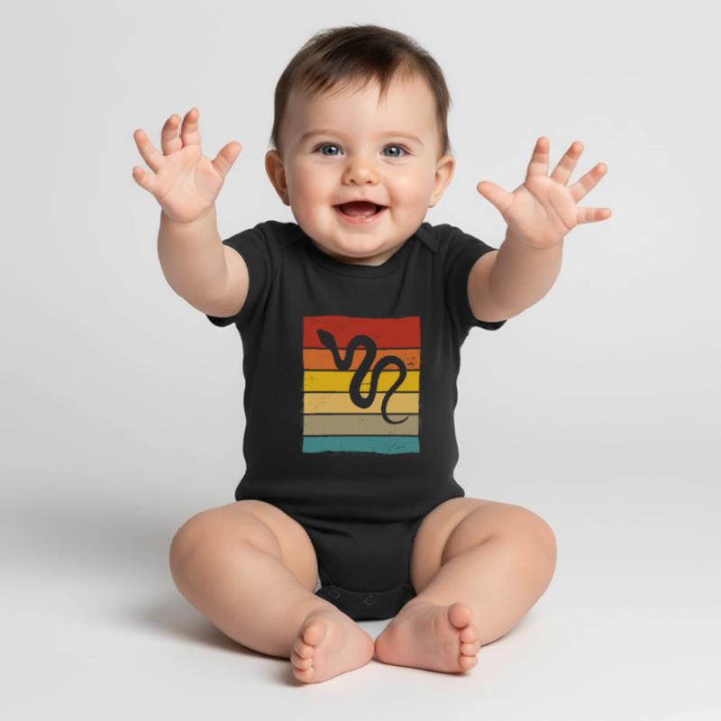 Snake Retro Reptile Python Gift idea Baby Premium short-sleeve bodysuit