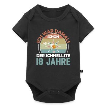 Ich war damals schon der Schnellste 18. Geburtstag - Baby Premium Kurzarmbody - Schwarz - Vorne