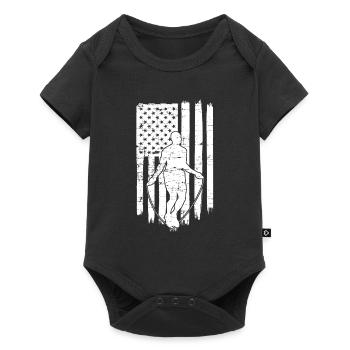 Patriotic American Flag Skipping Rope - Baby Premium short-sleeve bodysuit - black - Front