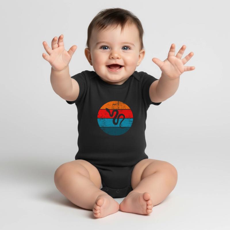 Snake Retro Reptile Python Gift idea Baby Premium short-sleeve bodysuit