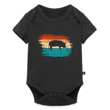 Pig Animal Retro Pet Farm Gift idea - Baby Premium short-sleeve bodysuit - black - Front