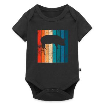 Pig Animal Retro Pet Farm Gift idea - Baby Premium short-sleeve bodysuit - black - Front