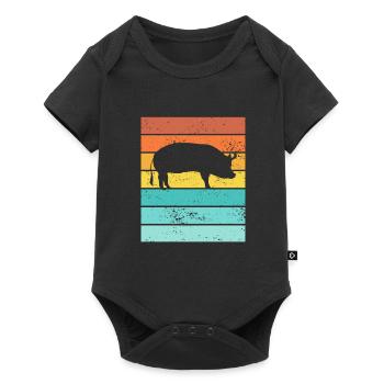 Pig Animal Retro Pet Farm Idée cadeau - Body à manches courtes Premium Bébé - noir - Devant