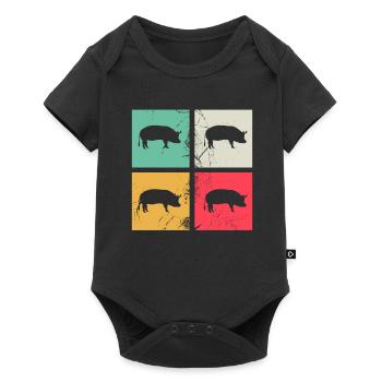 Pig Animal Retro Pet Farm Gift idea - Baby Premium short-sleeve bodysuit - black - Front
