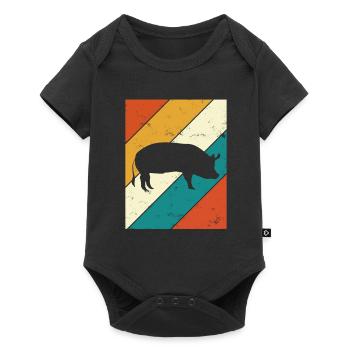 Pig Animal Retro Pet Farm Gift idea - Baby Premium short-sleeve bodysuit - black - Front