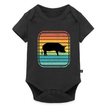 Pig Animal Retro Pet Farm Gift idea - Baby Premium short-sleeve bodysuit - black - Front