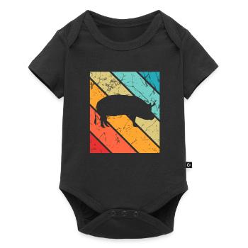 Pig Animal Retro Pet Farm Gift idea - Baby Premium short-sleeve bodysuit - black - Front