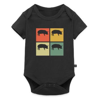 Pig Animal Retro Pet Farm Gift idea - Baby Premium short-sleeve bodysuit - black - Front