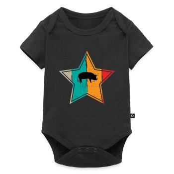 Pig Animal Retro Pet Farm Gift idea - Baby Premium Kurzarmbody - Schwarz - Vorne