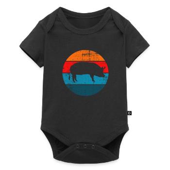 Pig Animal Retro Pet Farm Gift idea - Baby Premium short-sleeve bodysuit - black - Front
