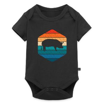 Pig Animal Retro Pet Farm Idée cadeau - Body à manches courtes Premium Bébé - noir - Devant