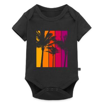 Vintage Palm Trees Beach Sunset - Baby Premium short-sleeve bodysuit - black - Front