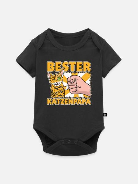Katze Katzenpapa - Baby Premium Kurzarmbody - Schwarz