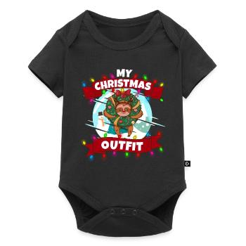 Ma tenue de Noël Paresseux - Body à manches courtes Premium Bébé - noir - Devant