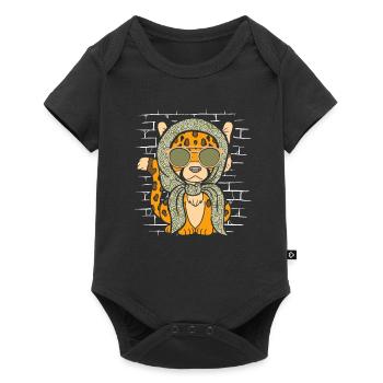 Cheetah Lunettes de soleil Echarpe - Body à manches courtes Premium Bébé - noir - Devant