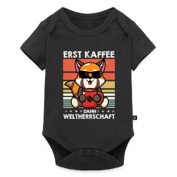 Roter Panda Sonnenbrille Kaffee - Baby Premium Kurzarmbody - Schwarz - Vorne