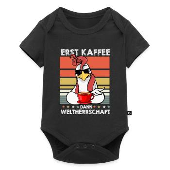 Hahn Gockel Sonnenbrille Kaffee - Baby Premium Kurzarmbody - Schwarz - Vorne