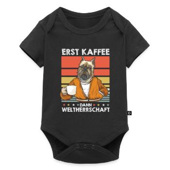 Brussels Griffon Kaffee - Baby Premium Kurzarmbody - Schwarz - Vorne