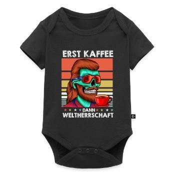 Vokuhila Sonnenbrille Kaffee - Baby Premium Kurzarmbody - Schwarz - Vorne
