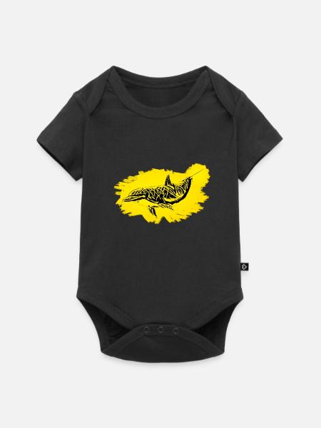 Delfin - Baby Premium Kurzarmbody - Schwarz