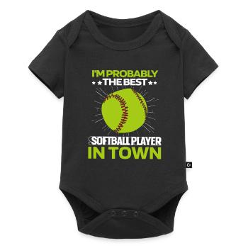 Softball - Baby Premium Kurzarmbody - Schwarz - Vorne