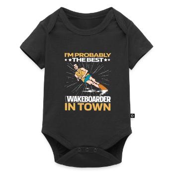 Wakeboard Wakeboarder Witzig - Baby Premium Kurzarmbody - Schwarz - Vorne