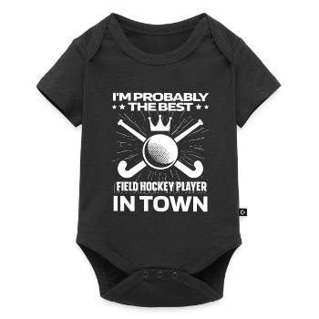 Feldhockey Witzig - Baby Premium Kurzarmbody - Schwarz - Vorne