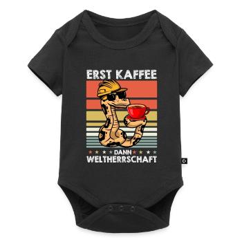Boa Constrictor Schlange Sonnenbrille Kaffee - Baby Premium Kurzarmbody - Schwarz - Vorne