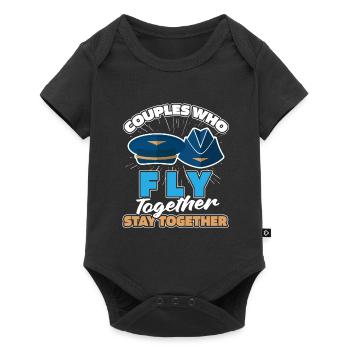 Flugbegleiter Stewardess Paar - Baby Premium Kurzarmbody - Schwarz - Vorne