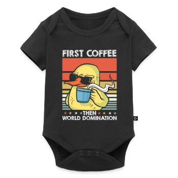 Ente Kaffee-Sonnenbrille - Baby Premium Kurzarmbody - Schwarz - Vorne