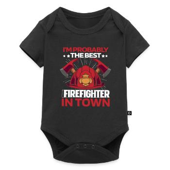 Feuerwehrmann Helm - Baby Premium Kurzarmbody - Schwarz - Vorne