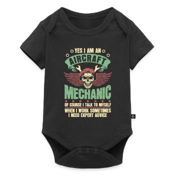 Flugzeug Mechaniker Totenschädel - Baby Premium Kurzarmbody - Schwarz - Vorne