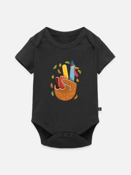 Peace Turkey Thanksgiving-herbstsaison-kürbis - Baby Premium Kurzarmbody - Schwarz