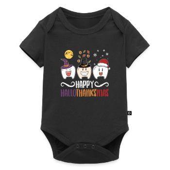 Joyeux Hallothanksmas Thanksgiving Dentiste Dentaire - Body à manches courtes Premium Bébé - noir - Devant