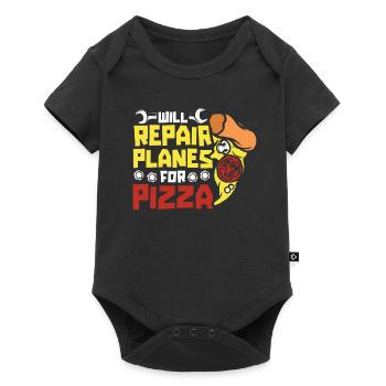 Flugzeug Mechaniker Pizza - Baby Premium Kurzarmbody - Schwarz - Vorne