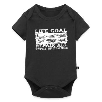 Flugzeug Mechaniker Lustig - Baby Premium Kurzarmbody - Schwarz - Vorne