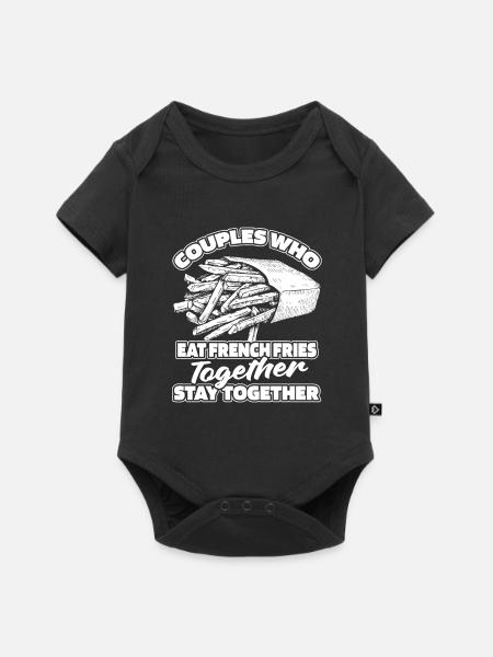 Pommes Frittes Fritten Paar - Baby Premium Kurzarmbody - Schwarz