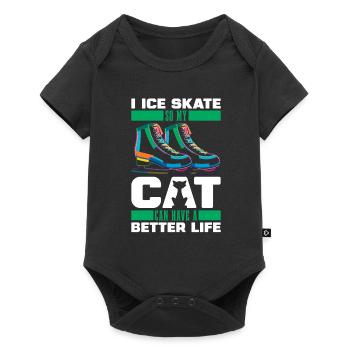 Schlittschuhlaufen Katze - Baby Premium short-sleeve bodysuit - black - Front