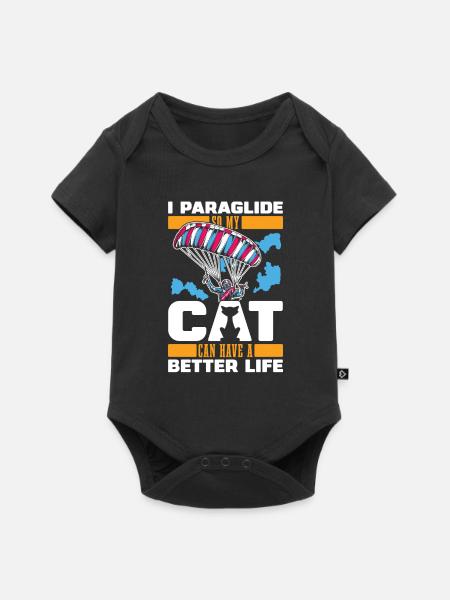 Paragleiter Paragleiten Katze - Baby Premium Kurzarmbody - Schwarz