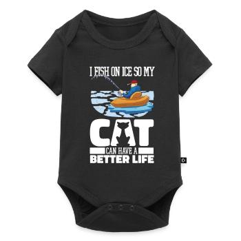 Ice Fishing Ice Fishing Cat - Baby Premium short-sleeve bodysuit - black - Front