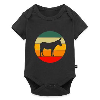 Retro Farmer Farm Animal Gift Farmer Donkey - Baby Premium short-sleeve bodysuit - black - Front